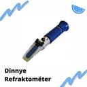 Blaues Handrefraktometer mit der ungarischen Aufschrift „Dinnye Refraktométer”.