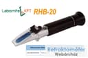 Schwarzes Handrefraktometer mit den Aufschriften LABORNITE KFT und RHB-20.