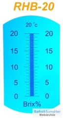 Optische Brix-Skala 0–20 mit Kennzeichnung 20 °C.