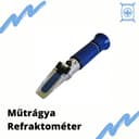 Blaues Handrefraktometer mit der ungarischen Aufschrift „Műtrágya Refraktométer”.