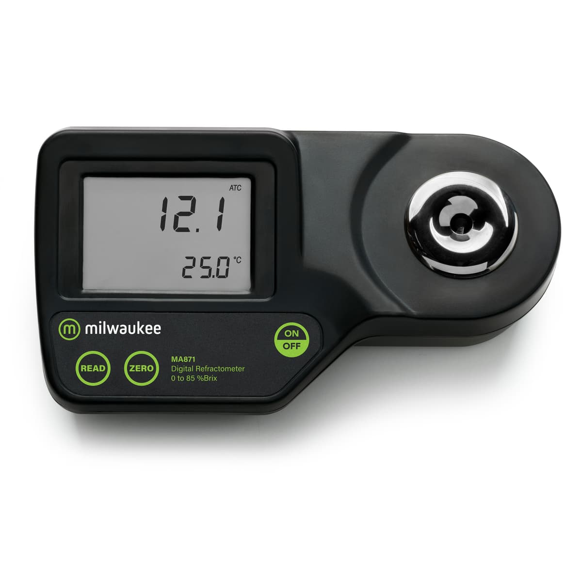 Milwaukee MA871 digitales Brix-Refraktometer – Vorderansicht des Geräts